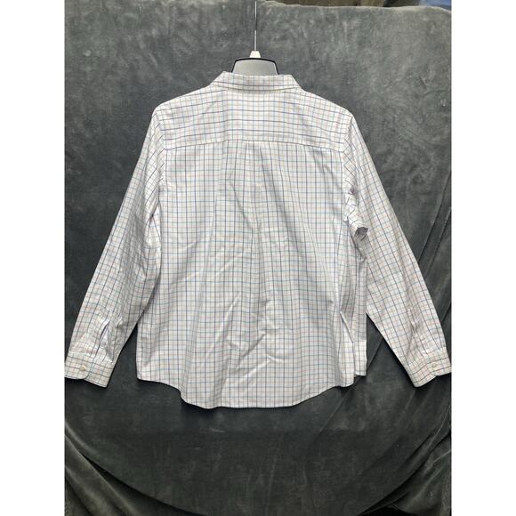 L.L. Bean Top Women Sz XL White Pink Blue Plaid Wrinkle Free Work Gender Reveal - Picture 7 of 7